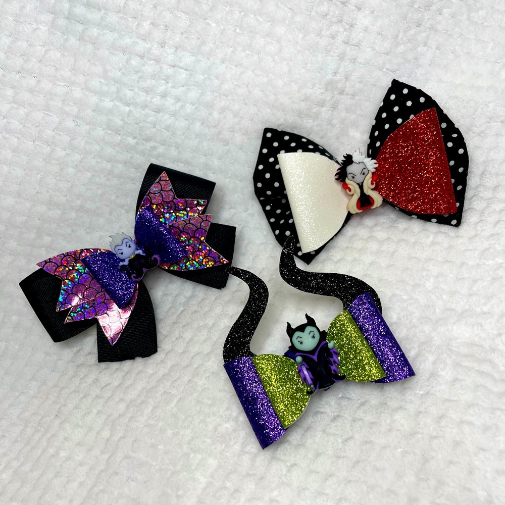 disney villains hairbow lot new